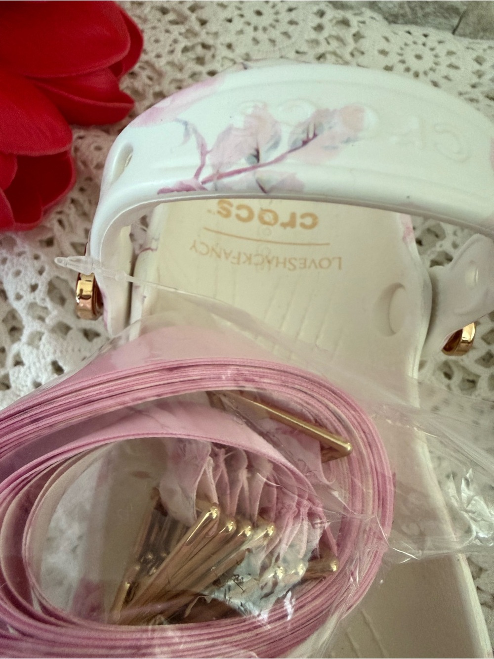 Crocs x LoveShackFancy Classic Ballet Flat NIB Pink White W8 - Picture 6 of 12